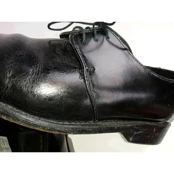 Samuel Windsor Black Leather Square  Toe Lace Up Oxfords Shoes Men's 8 - Picture 9 of 9
